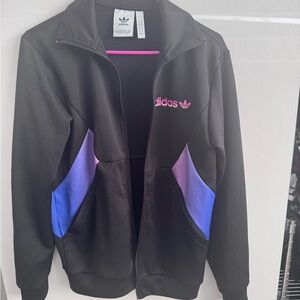 Adidas Originals Black Track Jacket Pink Logo Colorblock XS